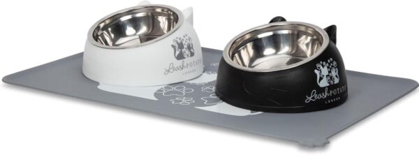 Cat Bowls Cat Food Water Bowl Feeding & Watering Supplies for Cats Raised Cat Bowl Cat Feeding Bowl Cat accessories Kitten Bowls (Black + White) - Image 9