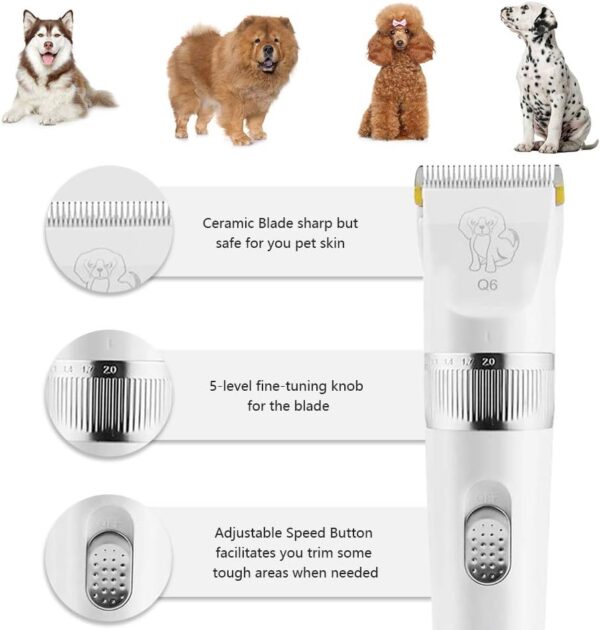 Dog Clippers 2-Speed Dog Grooming Kit, Dog Hair Trimmer, Cat Shaver, Low Noise Rechargeable Cordless Pet Clippers for Small Medium Large Dogs Cats - Image 3