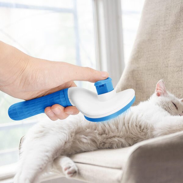 Cat Brush Dog Brush, Moseem Cat Comb Dog Grooming Brush Pet Brush, Pet Brush Tool with Cleaning Button for Cat Dog,Cat Brush for Short/Long Haired Cats,Removes Loose Undercoat,Tangled Hair (Blue) - Image 7