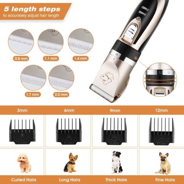 Dog Clippers Professional Pet Grooming Kit Low Noise, Rechargeable Pet Shaver Cordless Silent Dog Hair Trimmer with Scissors Comb Best Hair Clipper for Dogs Cats Pets - Image 3