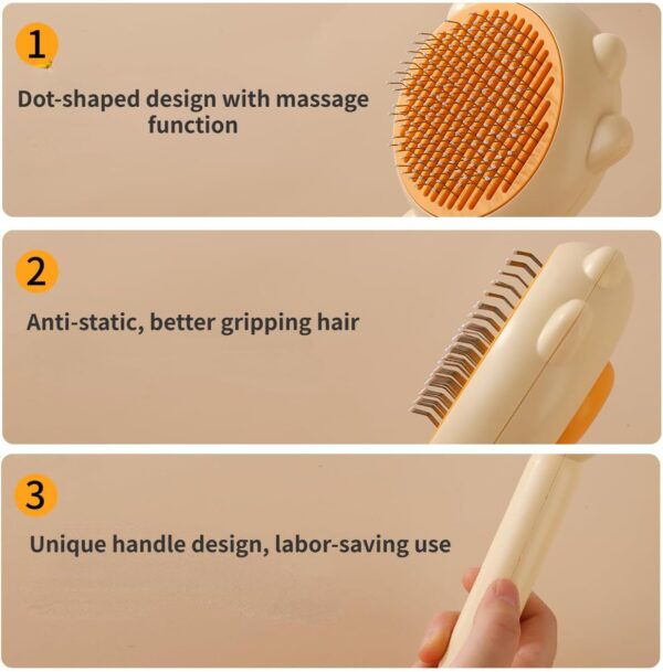 Cat Comb, Dog Brush, Pet Needle Comb, Hair Self-cleaning Comb Supplies, Cleaning and Removing Floating Hair - Image 6