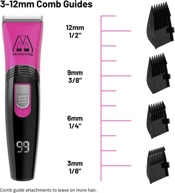 Masterclip Dog Clippers (Pink), Ultra Quiet; Professional Grooming Kit with Lightweight Cordless Trimmer. Rechargeable Showmate II Clipper Suitable for Dogs, Cats and Other Pet Hair (Pink) - Image 4