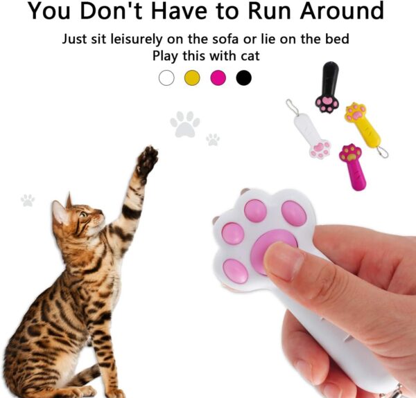 KETIEE Cat Toys LED Pointer, 7 in 1 Multifunction Cat Chaser Toys Mini Flashlight Paw Shape Battery Operated Cats Tracker LED Lighting Toy Interactive Pet Cat Training Exercise Tool,White - Image 4