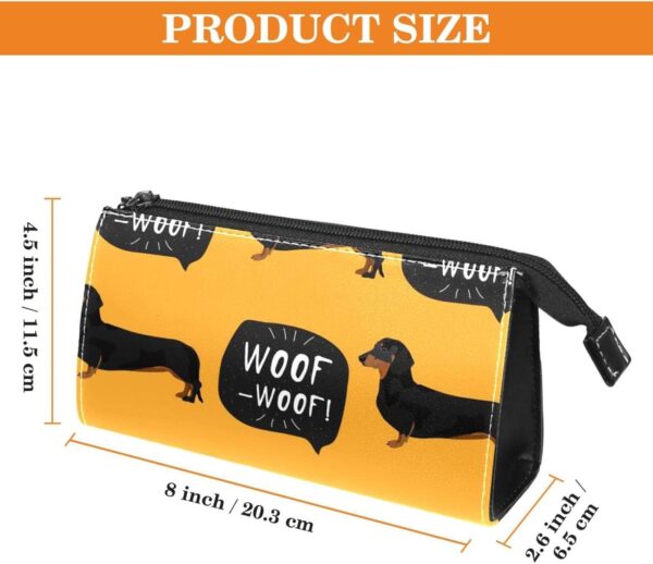 Cosmetic Bag for Women, Adorable Roomy Makeup Bags Travel Water Resistant Toiletry Bag Accessories Organizer, Cartoon Animal Dachshund Pet - Image 2