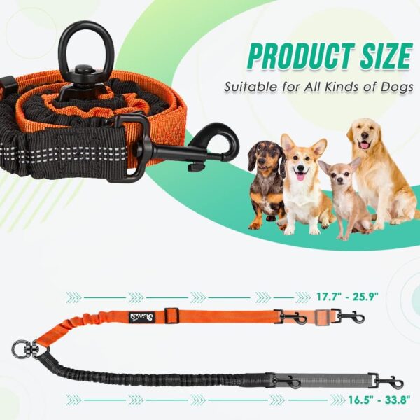 Nasjac Double Dog Leash Coupler, No Tangle Split Lead for Walking 2 Pet Dogs, Adjustable Reflective Safety Shock Absorbing Bungee Leads Splitter for Training Dual Doggy, Medium & Large Breeds - Image 7