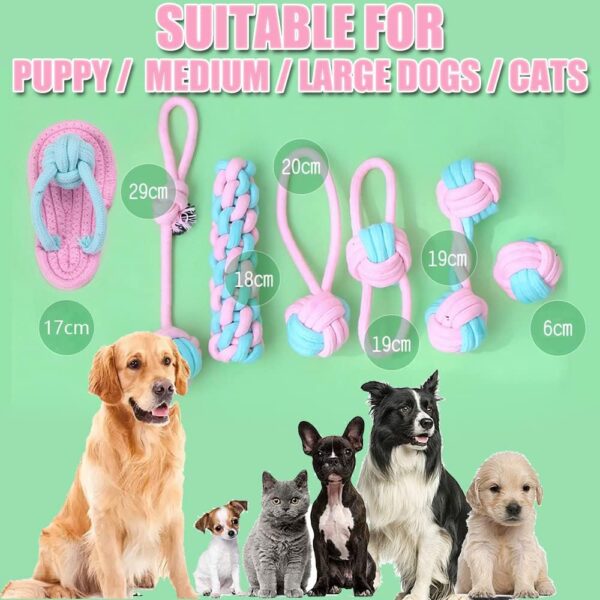 Speedy Panther 7Pcs Dog Rope Toys for Small Dogs, Puppy Rope Toys From 8 Weeks Small Dog, Puppy Chew Toys Natural Cotton Dog Tug Toys Puppy Teething Toys for Puppys Small Mediuem Dogs - Image 6