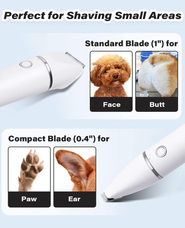 Casfuy Cordless Dog Paw Trimmer - Low Noise Dog Clippers with Double Blades USB Rechargeable Grooming Clipper for Dogs Cats and Small Pets for Trimming Hair Around Paws, Eyes, Ears, Face, Rump - Image 6