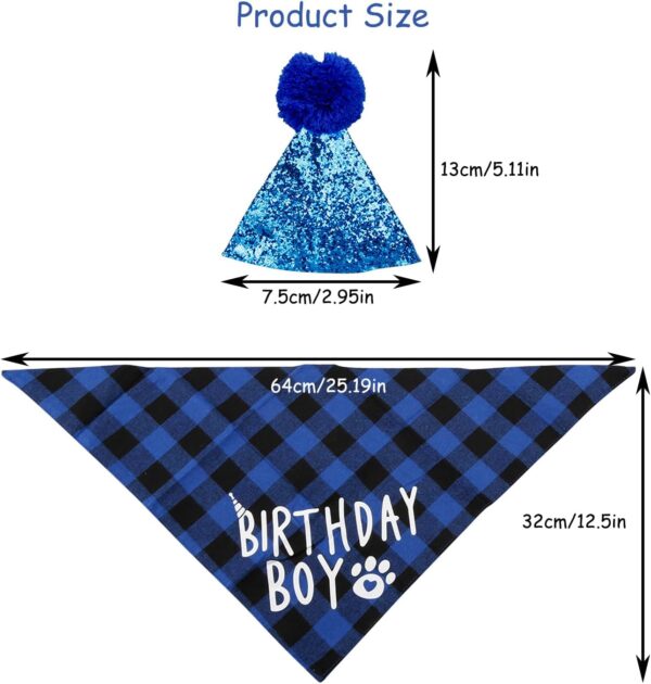 Rumyve Reusable Dog Birthday Square,Cute Dog Birthday Hat Pet Birthday Party Triangle Scarf for Small and Medium-sized Dog Pet Birthday Party Supplies - Image 2