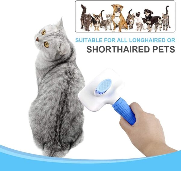 NATRUTH Self Cleaning Slicker Brush for Dogs and Cats,Pet Grooming Tool,Removes Undercoat,Shedding Mats and Tangled Hair,Dander,Dirt, Massages Particle,Improves Circulation (blue) - Image 2