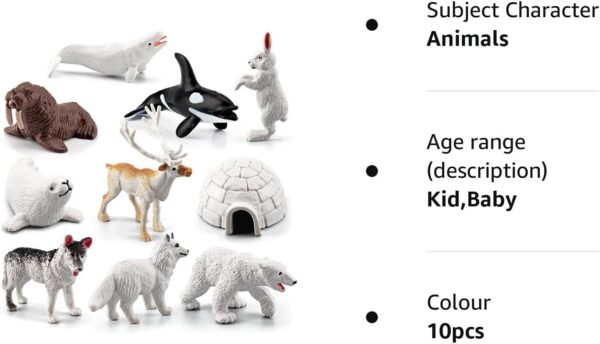 10pcs Polar Animals Figurines,Polar Arctic Animal Toy Figurines Set Arctic Animals Figurines Realistic Polar Animal Models Arctic Circle Ocean Sea Animal Figurines Playset for Kids Educational Toys - Image 8