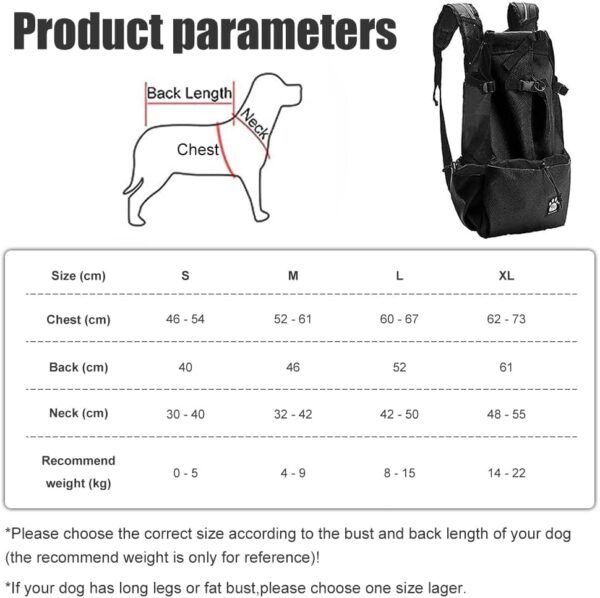 Woolala Dog Backpack Carrier Rucksack Puppy Head Out Front Pack with Waterproof Lining, Small Pet Travel Bag for Hiking Walking Bike - Image 6