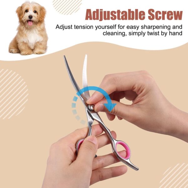 Dog Curved Scissors, 6" Curved Cat Dog Grooming Scissors Stainless Steel Dog Cat Hair Cutting Eye Trimming Scissors Up Curved for Dog Grooming Family - Image 3