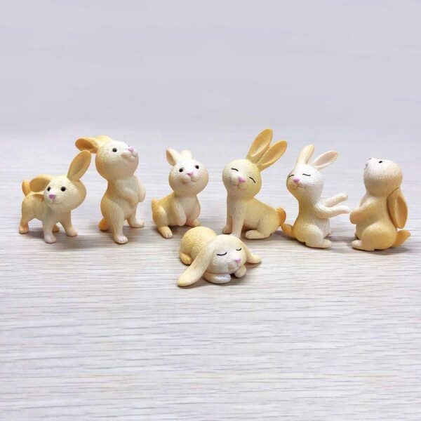 kukifun 7pcs Rabbit Figures Toys, Bunny Cake Toppers Animal Toys set, Rabbit Figurines Ornaments Fairy Garden Decorations Party Favors Gifts Kids Birthday Gift Party Supplies - Image 8