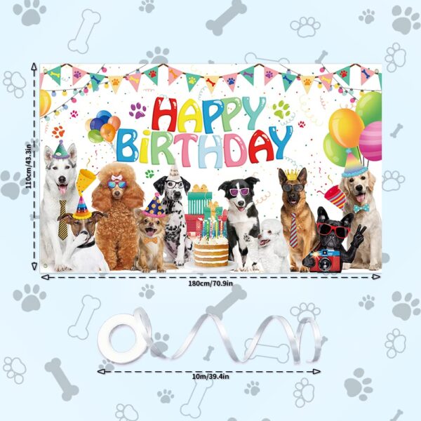 Happy Birthday Banner Backdrop, Dog Theme Birthday Backdrop, Lovely Pet Backdrop for Birthday Party Decoration Supplies 180 x 110 cm( - Image 8