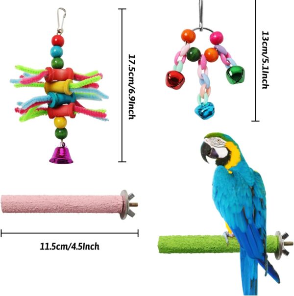 QUOZUO 6 pcs Bird Toys Swing Hanging Standing Chewing Toy, Bird Parakeet Toys Cage Accessories for Cockatiel, Parrot - Image 4