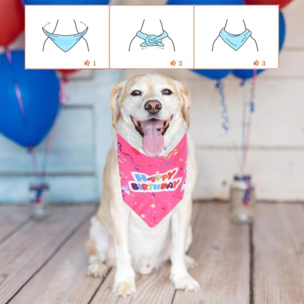 ZKSXOA Girl Dog Birthday Bandana,Cute Dog Birthday Party Hat Cotton Triangle Scarf,Great Puppy Dog Birthday Outfit,Pet Happy Birthday Bandana Gift and Party Supplies Decoration Set - Image 5