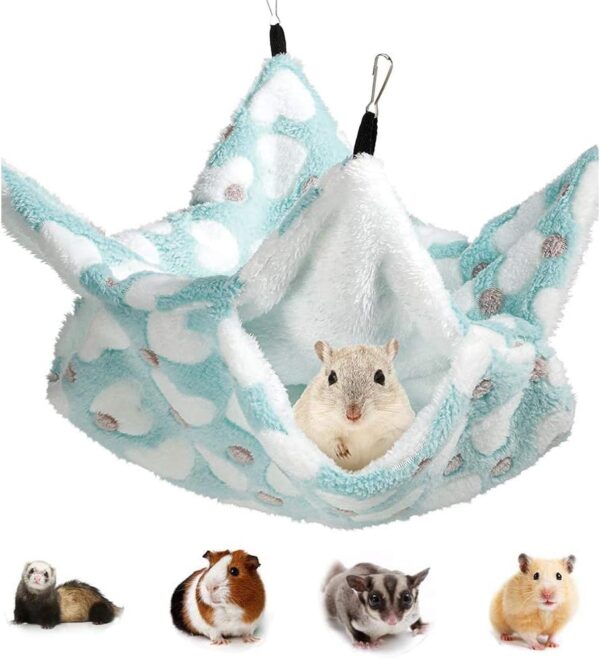 KILLIAN'S Store Small Pet Cage Hammock Hanging Bed, 2 Layer Bed Snuggle Bedding Accessories, House Toy Playing Sleeping Hide For Hamster Guinea Pig Rat Ferret (Green) - Image 4