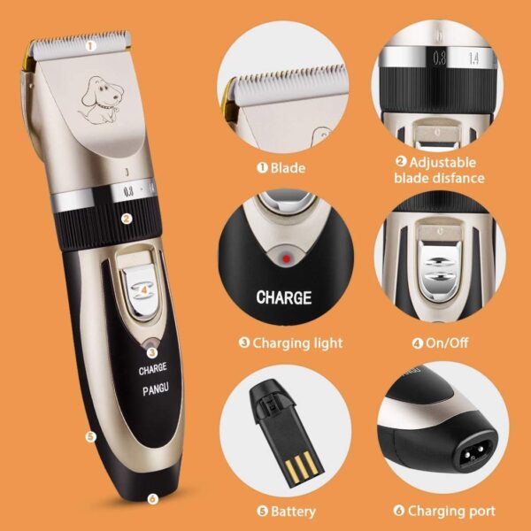 Dog Clippers Professional Pet Grooming Kit Low Noise, Rechargeable Pet Shaver Cordless Silent Dog Hair Trimmer with Scissors Comb Best Hair Clipper for Dogs Cats Pets - Image 2