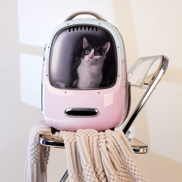 PETKIT Cat Backpack Carrier with Inbuilt Fan & Light, Breathable Bubble Capsule Pet Backpack Carrier with Window fr Cats Puppies Dogs, Airline Approved, Lightweight Rucksack fr Hiking, Walking,Travel - Image 9