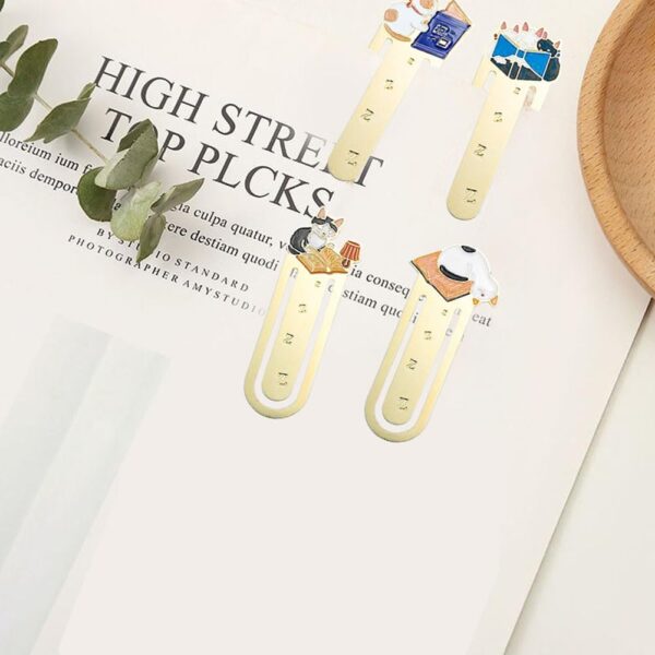 4 PCS Metal Cat Bookmark for Cat Lovers Book Marker Lovely School Office and Home Supplies - Image 5