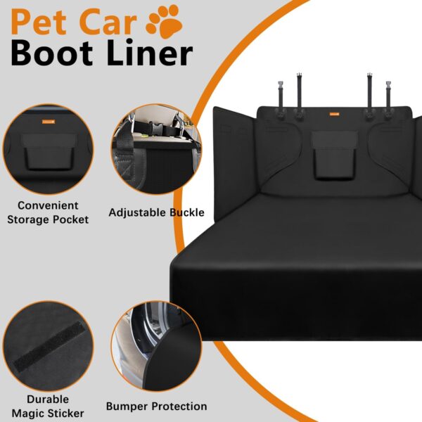 Alfheim Car Boot Liner Protector - Nonslip Waterproof Pet Dog Back Seat Cover - Durable Washable Cargo Cover Mat Travel, Universal for Medium Small Car Truck SUV (Black) - Image 5