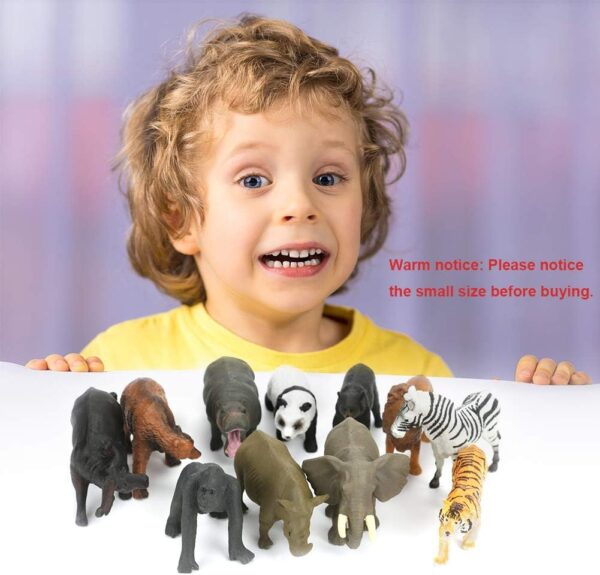 Achort Mini Animal Figures Set 12Pcs Safari Animal Toys Small Zoo Animals Figures Realistic Wild Animal Toy for Kids Toddlers Educational Learning Playset with Elephant Tiger Giraffe Zebra Panda - Image 3