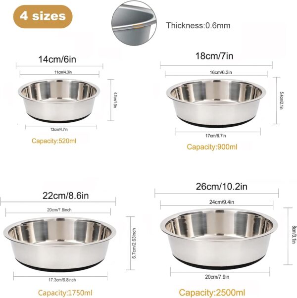 SUOXU Thick Stainless Steel Dog Bowls, Large Dog Bowl With Non-slip silicone Bases, 2500ml Large Dog Feeder Bowls And Water Bowls(XL-25.5cm) - Image 5