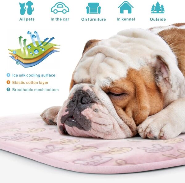 Idepet Pet Cooling Sleeping Mat,Dog Cats Pet Cooling Pad Cushion Cold Bed Blanket Ice Silk Cooling Mat Heat Dissipation Pad for Car Seats Beds in Summer S M L - Image 4