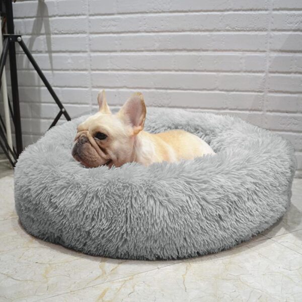 Timormode Calming Dog Beds for Small Medium Large Dogs, Washable Donut Dog Bed Cuddler with Soft Fluffy Cushion, Round Plush Cats Dogs Pet Bed Light Grey M (60cm) - Image 7