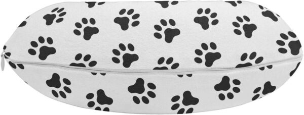 Ambesonne Paw Print Travel Pillow Neck Rest, Puppy Kitten Dog and Cat Themed Repetitive Pet Foot's Stains Concept, Memory Foam Traveling Accessory for Airplane and Car, 12", Grey White - Image 2