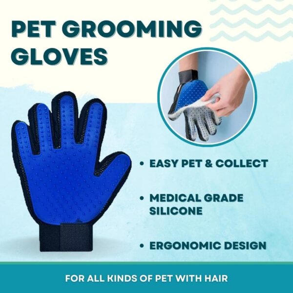 Pet Grooming Gloves | Premium De-shedding Mitts for Easy Grooming with 260 Tips | Pet Mitt For Dogs, Cats & Horses with Long/Short/Curly Hair Purple - Image 2