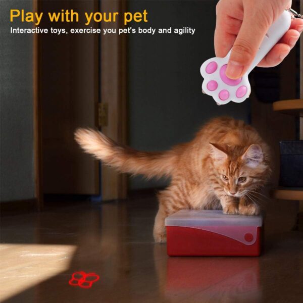 KETIEE Cat Toys LED Pointer, 7 in 1 Multifunction Cat Chaser Toys Mini Flashlight Paw Shape Battery Operated Cats Tracker LED Lighting Toy Interactive Pet Cat Training Exercise Tool,White - Image 3