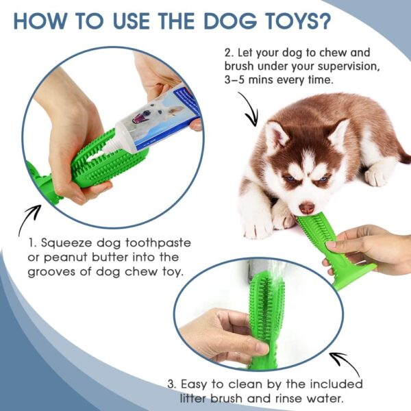 RUCACIO Dog Chew Toys, Tough Durable Dog Toothbrush Toys, Outdoor Interactive Dog Toys Dogs Dental Care Teeth Cleaning Toy, Puppy Dog Birthday Gifts - Image 7