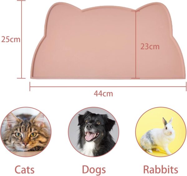 Cat Food Mat, Silicone Pet Feeding Mat Non Slip Dog Bowl Mat Waterproof Tray Cushion (Tea Rose) - Image 2