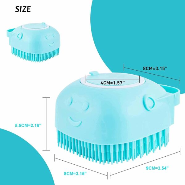 Dog Cat Bath Brush Soft Silicone Dog Rubber Bathing Brush Pet Grooming Shampoo Dispenser Brushes Puppy Cats Shower Hair Fur Grooming Cleaning Scrubber for Short Haired Dogs Cats Shower - Green - Image 2