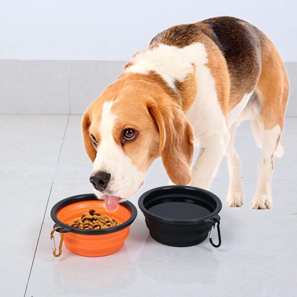 Collapsible Travel Dog Bowl, Portable Pet Cat Food Water Feeding Bowl, Set of 2(orange and black) - Image 6