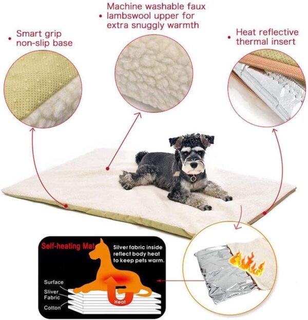 Self-Heating Thermal Pet Pad, Cat Blankets for Indoor Outdoor, Pet Pads with Removable and Washable Cover, Self-Warming Winter Pet Bed Mat Blanket for Cat Rabbits Puppies Kittens 60x 45 cm - Image 4