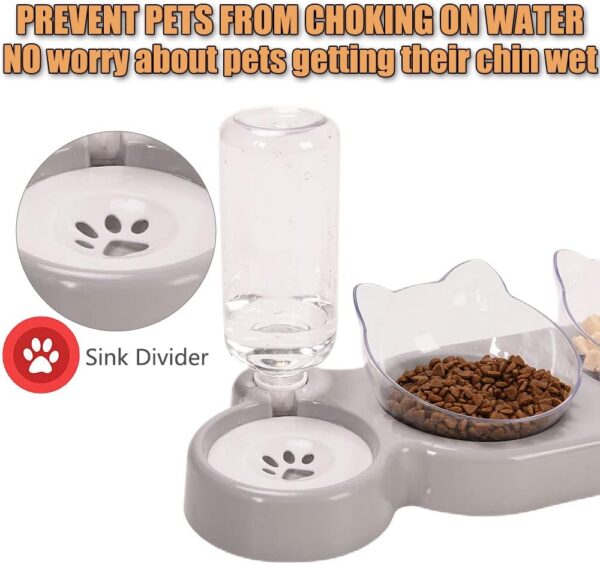 3-In-1 Cat Food And Water Bowl Set, Cat Bowls With Stand, Double Cat Bowls with Water Dispenser For Pet，Food And Water Feeder For Small Medium Dogs Cats - Image 5