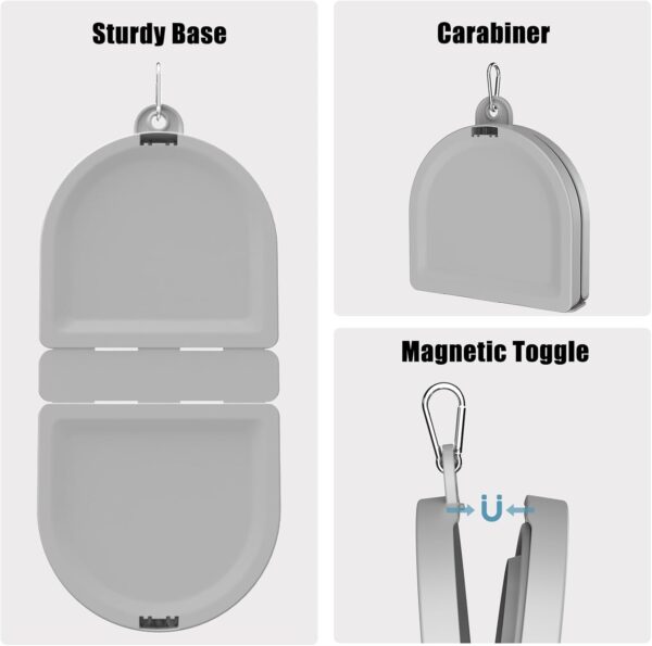 TOKAYIFE Collapsible Dog Bowl Travel Dog Bowl 2 in 1 Water and Food Bowls Folding Dog Bowl with Carabiner for Small and Medium Pets Lightweight and Portable Indoor Outdoor (Double Bowl, Grey) - Image 3