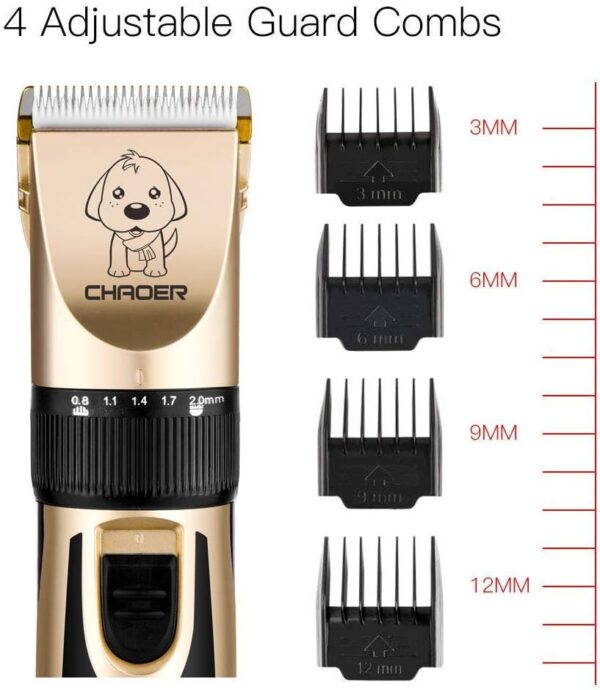 Eyeleaf Pet Dog Grooming Clippers - Rechargeable Low Noise Cordless Pet Clippers, Professional Dog Hair Trimmer Grooming Kit with 4 Guide Combs and Cleaning Brush Nail Kits for Dogs Cats Any Animals - Image 3