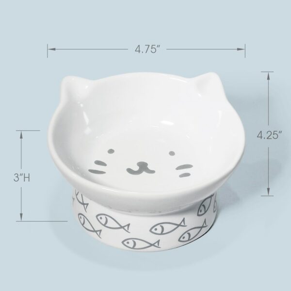 Kaiikai’s Elevated Cat Bowls and Dog Food Bowls 13 oz Ceramic Water Dog Bowls Medium and Small Sized Dog 5 Inch Tilted Cat Water Bowl Raised Cat Food Bowls Dog and Cat Supplies Small Cat Face Bowl - Image 6