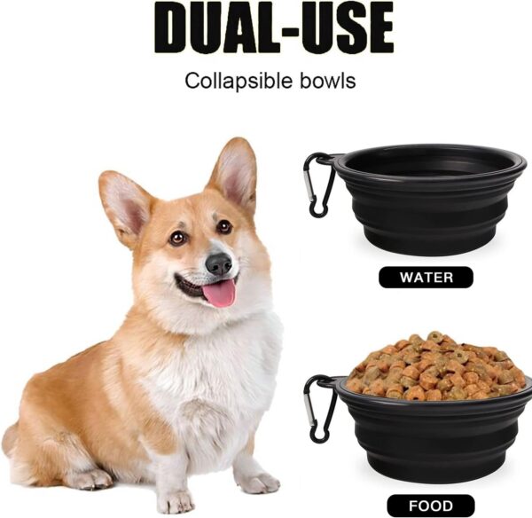 Collapsible Dog Bowl,Collapsible Dog Water Bowls for Cats Dogs, Portable Pet Feeding Watering Dish,Portable Dog Water Food Bowl with Carabiner (Medium(650ML), Black) - Image 2