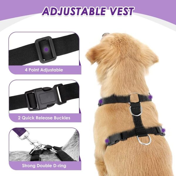 Nasjac Dog Car Harness with Seat Belts, Safety Adjustable Dog Seat Belts for Cars with Clip and Buckle, Breathable Mesh Pet Vest Harness Seatbelts with Secure Elastic Buffer for Travel - Image 5