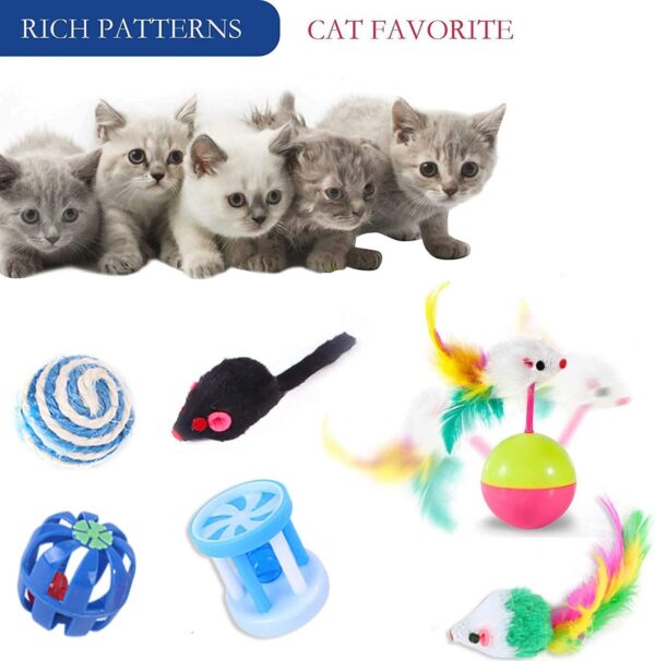 Wefine 20 Pcs Cat Toys, Kitten Toys for Indoor Cats, Cat Tunnel Interactive Feather Teaser Wand Ball Toy Set for Kitty and Cats - Image 4