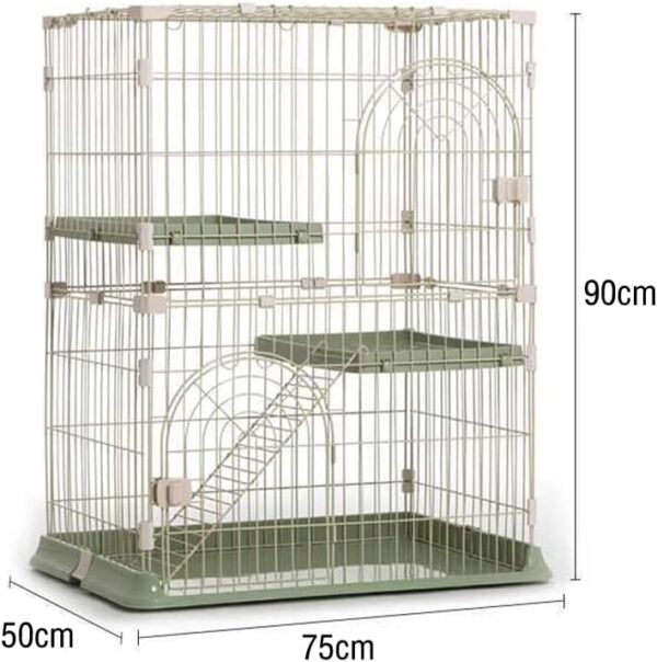 3-Tier Cat Home Cat Cage Playpen,Cat outdoor enclosure Cat kennel Cat Houses in Pet Supplies Training Play, Small Animal Cage, 2 Entrances, 76 x 50 x 90 cm, Green - Image 3