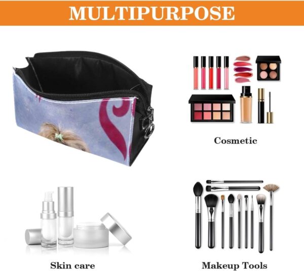 Cosmetic Bag for Women, Adorable Roomy Makeup Bags Travel Water Resistant Toiletry Bag Accessories Organizer, Animal Pet Shih Tzu - Image 5