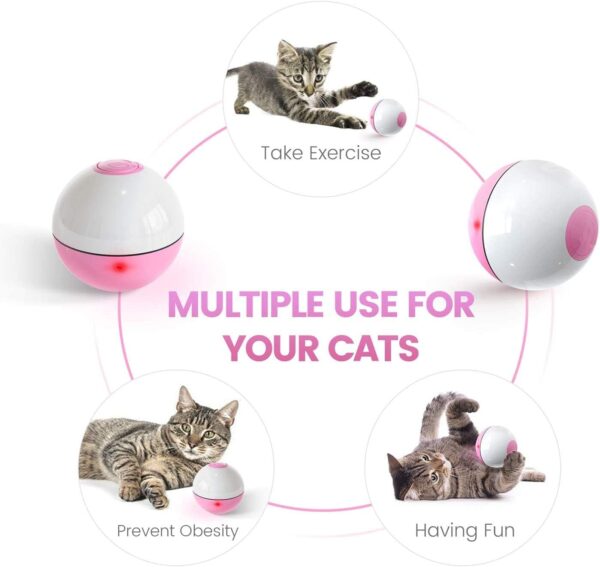 IOKHEIRA Interactive Cat Toys Ball (4th Gen) Wicked Ball for Indoor Cats Adult, Auto 360° Self-Rotating & USB Rechargeable with LED Red Light Toy for Cat Kitten - Image 2