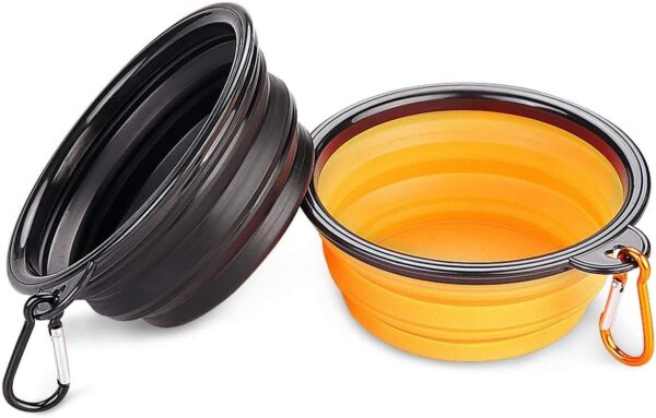 Collapsible Travel Dog Bowl, Portable Pet Cat Food Water Feeding Bowl, Set of 2(orange and black) - Image 2