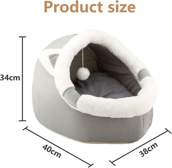 ZNewYear Cat Beds for Indoor with Hanging toy, Small Dog Cave Bed with Anti-Slip, Kitten Tent House Removable Cushioned Pillow, Super Soft Calming Pet Sofa Mats Ideal for Cats and Puppy or Rabbit - Image 4