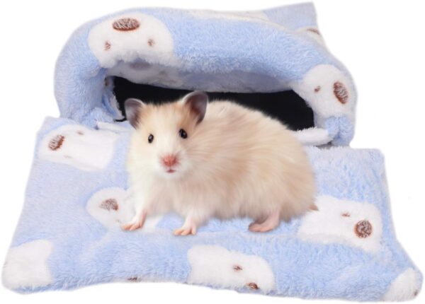 UKTYUAS Guinea Pig House Bed Hamster Bed Winter Warm Pet Bed Collection small pet bed accessories, Washable Small Pet Animals Cave Bed-Blue - Image 6